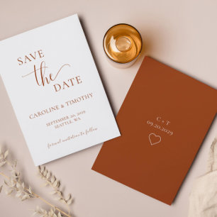 Casamento Branco Laranja Elegante Guardar O Cartão