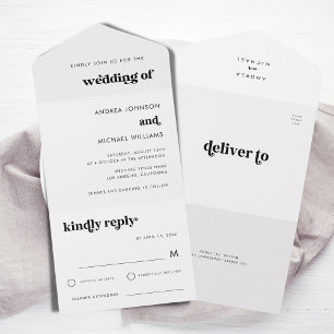 Casamento Branco Minimalista de Script Retro Tipog