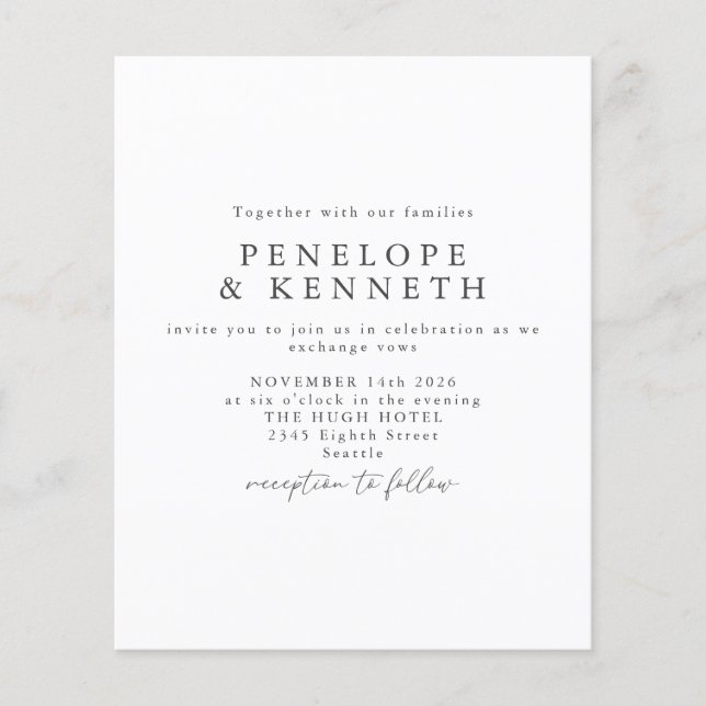 Casamento Branco Mínimo Elegante Elegante Simples (Frente)