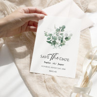 Casamento Branco Moderno Salve o Cartão de Data