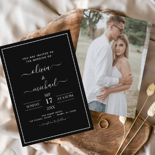 Casamento Branco Negro com Convite Fotográfico