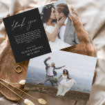 Casamento Branco Negro Obrigado Cartões Flyer<br><div class="desc">Casamento de Orçamento Obrigado Cartões que têm uma foto na frente e atrás. Os cartões de agradecimento contêm uma tipografia cursiva moderna,  escrita com letra de mão,  que é elegante,  simples e moderna para usar após a celebração do dia do casamento.</div>