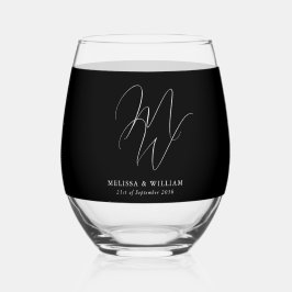 Casamento Branco Preto de Script Elegante Moderno 