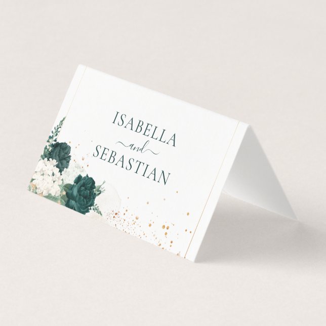 Casamento Branco QR Rosa Verde Esmeralda Floral (Verso)