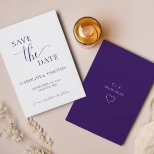 Casamento Branco Roxo Elegante Guardar O Cartão De