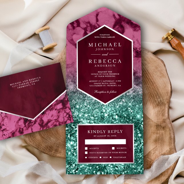 Casamento Brilhante de Mármore Magenta Moderno (Criador carregado)
