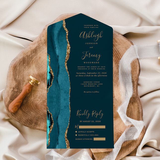 Casamento Brilho Dourado Ágata Verde Escuro (Criador carregado)