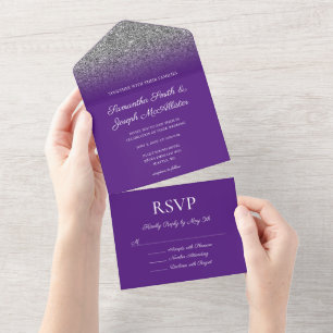 Casamento Brilho Ombre Roxo Real e Prata