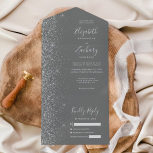 Casamento Brilho Prata Cinza Moderno