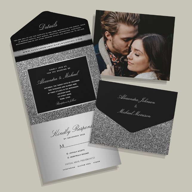 Casamento Brilho Prata Preto (Criador carregado)