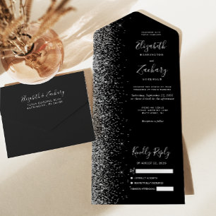 Casamento Brilho Preto Prata Moderno