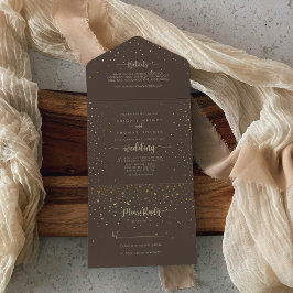 Casamento Brown Confetti Calliografia Dourada