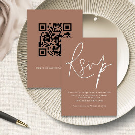 Casamento Brown RSVP de Código QR de Script Minima