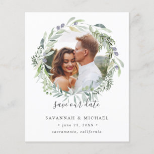 Casamento BUDGET Olive Wreath Foto salvar data