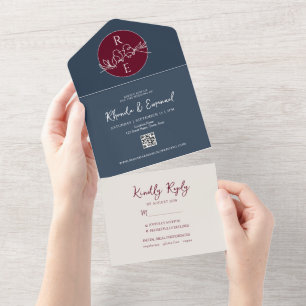 Casamento Burgundy Azul Naval Minimalista