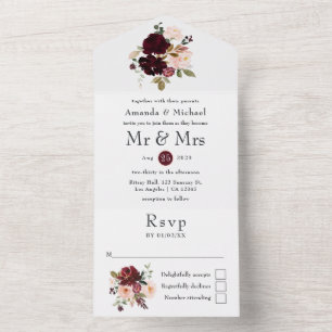 Casamento Burgundy Berry e Blush Floral Tudo Em Um