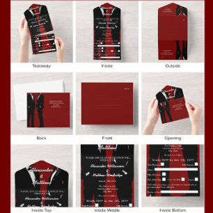 Casamento Burgundy Vermelho de Homens Gays Moderno