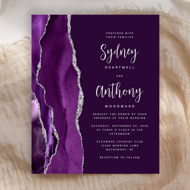 Casamento Caligrafia Ágata Prata Roxo Orçamento (Criador carregado)