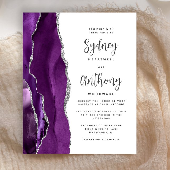 Casamento Caligrafia Ágata Prata Roxo Orçamento (Criador carregado)