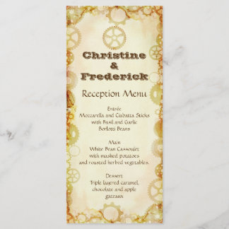Casamento, cardápio e programa Steampunk