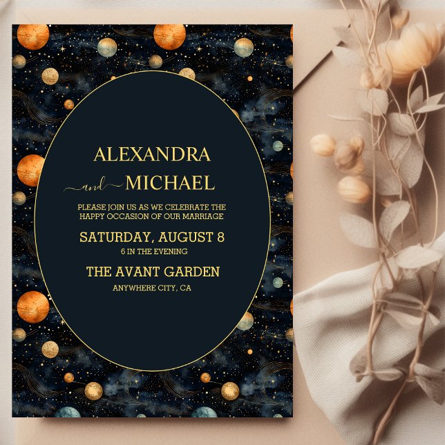 Casamento Cartão Tarot Azul Celestial e Dourado (Criador carregado)