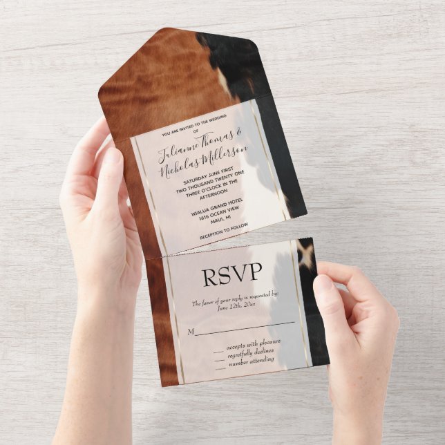 Casamento Castanho Negro Faux Cowhide (Aba destacável)