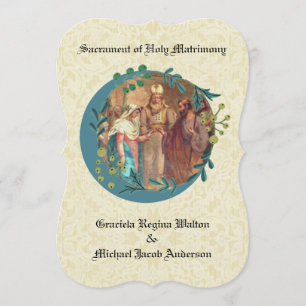 Casamento Católico Floral Wreath Convite