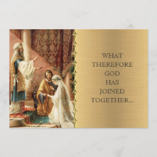 Casamento Católico Mary Joseph Convite Dourado