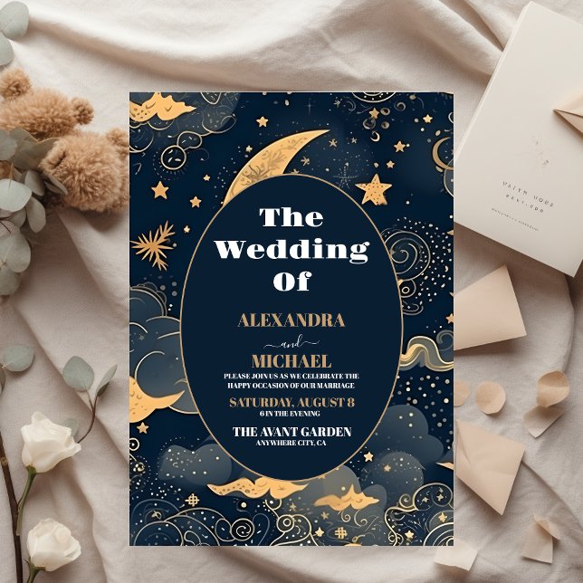 Casamento Celestial Azul Dourado à Meia-Noite (Criador carregado)