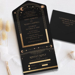 Casamento Celestial da Lua Dourada Mística Negra
