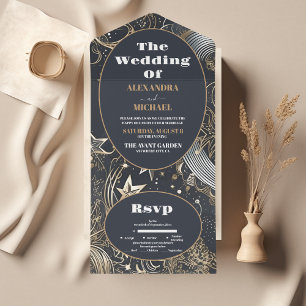 Casamento Celestial Dourado de Prata Elegante