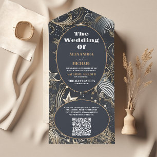Casamento Celestial Dourado de Prata Elegante