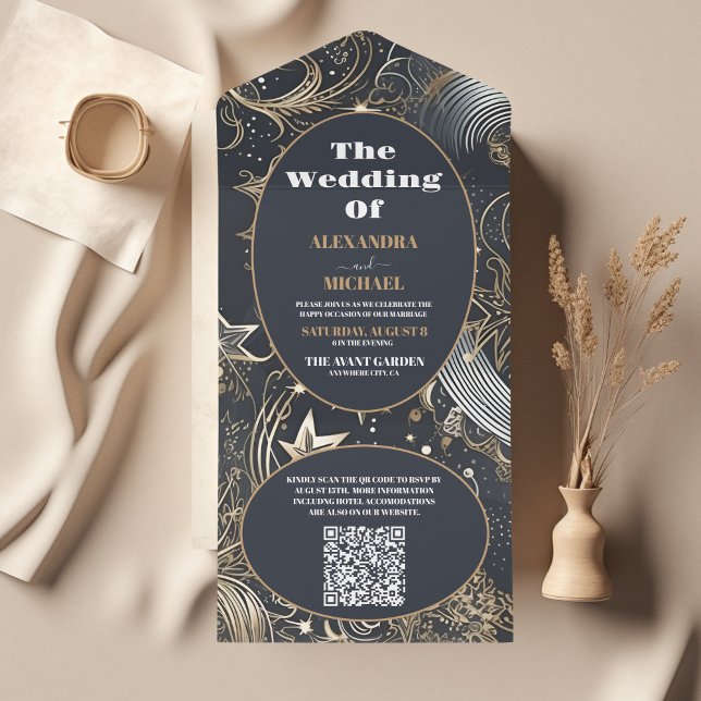 Casamento Celestial Dourado de Prata Elegante (Criador carregado)