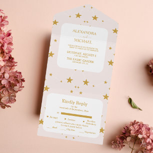 Casamento Celestial Dourado e Cor-de-Rosa Espelho
