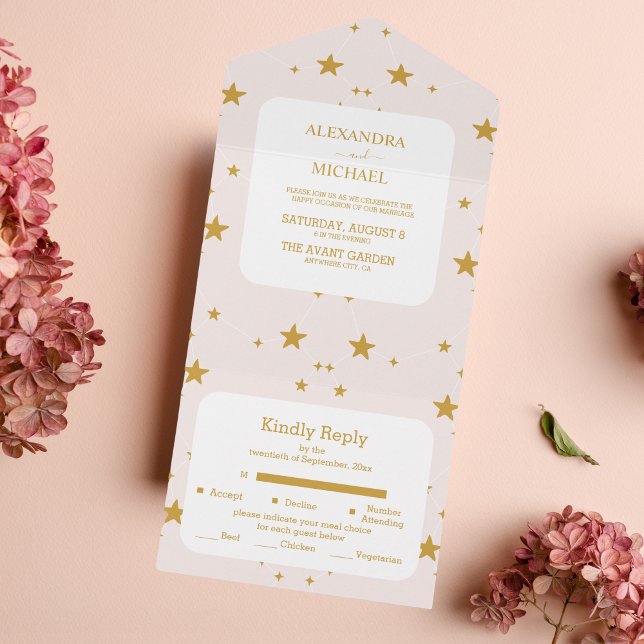 Casamento Celestial Elegante em Rosa e Dourado (Criador carregado)