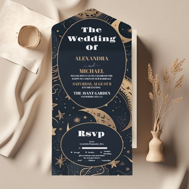 Casamento Celestial em Azul Meia-Noite Dourado (Criador carregado)