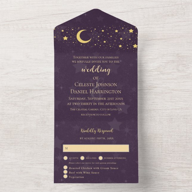 Casamento Celestial Lua e Estrelas Deep Purple (Inside)