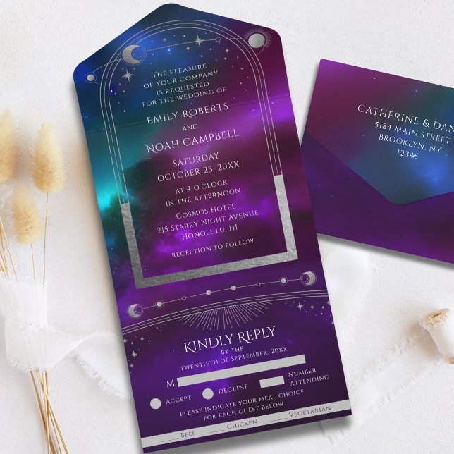 Casamento Celestial Sol Lua Estrelas Roxo Turquesa (Criador carregado)