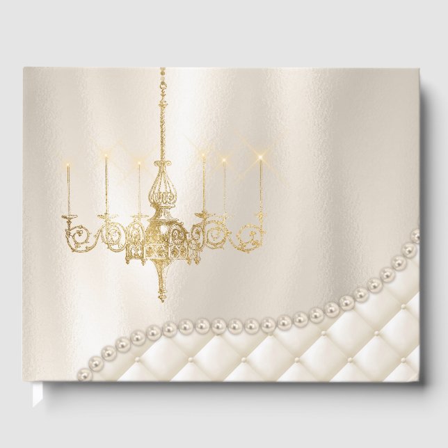 Casamento Chandelier Lighting Ivory Pearl Livro de (Frente)