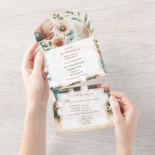 Casamento Charme de Cabana em Aquarela Vintage