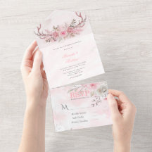 Casamento Chic Blush Pink Peony Sage Deer Antlers