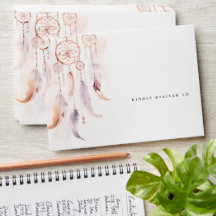 Casamento Chic Boho Feather Dreamcatcher Watercolo