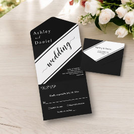 Casamento Chic Branco E Preto Moderno Elegante