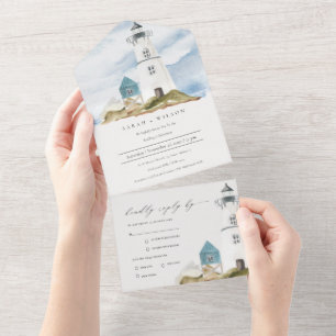 Casamento Chic Dusky Aqua Blue Lighthouse Mountain