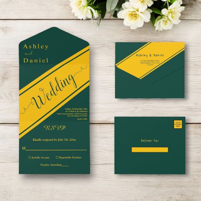Casamento Chic Elegante, Verde E Dourado Rico (Criador carregado)