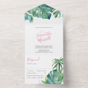 Casamento Chic Tropical Moderno, Tudo Em Um Convit