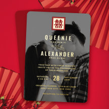 Casamento Chinês de Dupla Felicidade Vermelha Quad