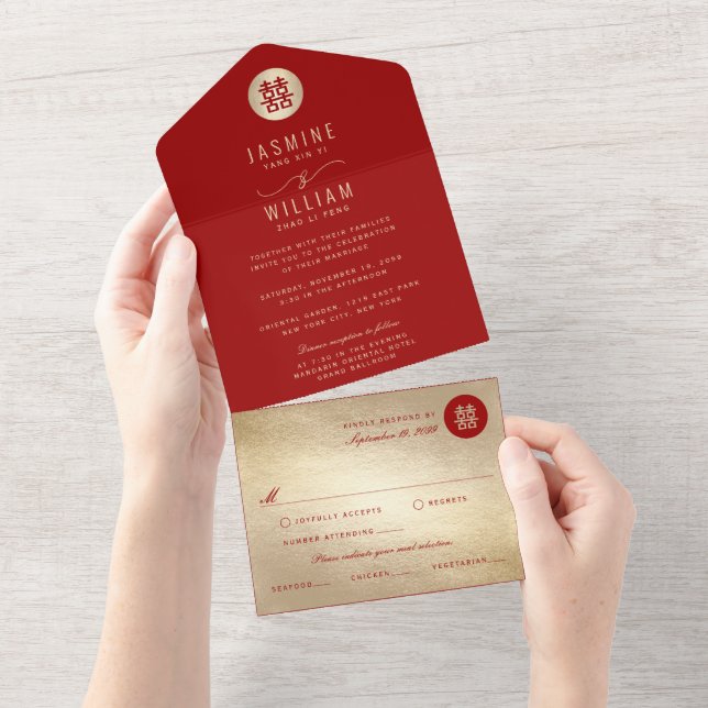 Casamento Chinês de Felicidade Dupla em Círculo Si (Aba destacável)