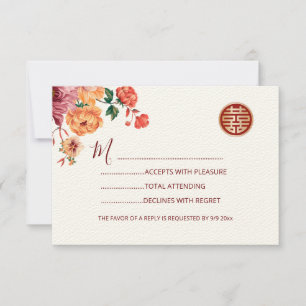 Casamento Chinês de Peony Red RSVP
