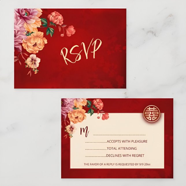 Casamento Chinês de Peony Red RSVP (Criador carregado)